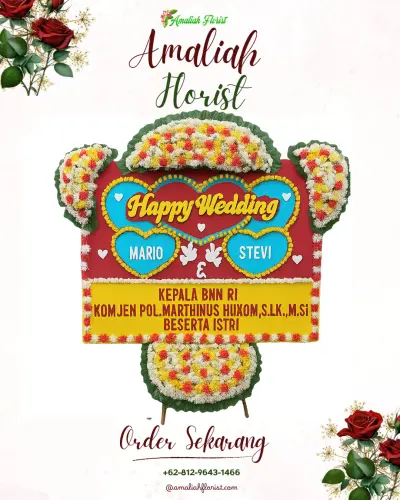 Karangan Papan Bunga Pernikahan di Belega